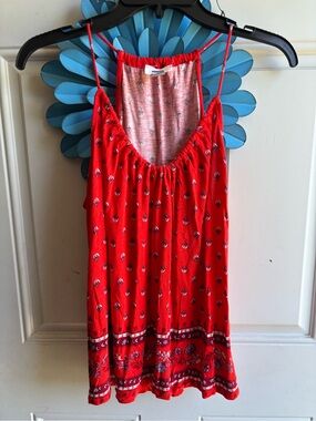 Old Navy Red Printed Spaghetti-Strap Tank Top